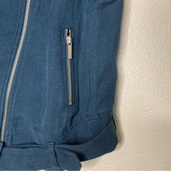 Elizabeth and James Linen Blend Size Large Trans Tegan Biker Vest - Picture 4 of 15